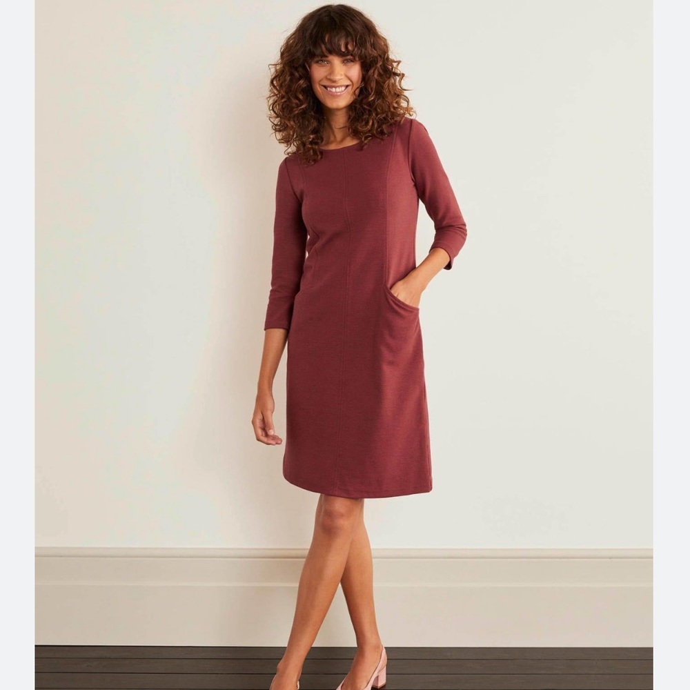 Boden Ellen Ottoman Dress Maroon Size 8L